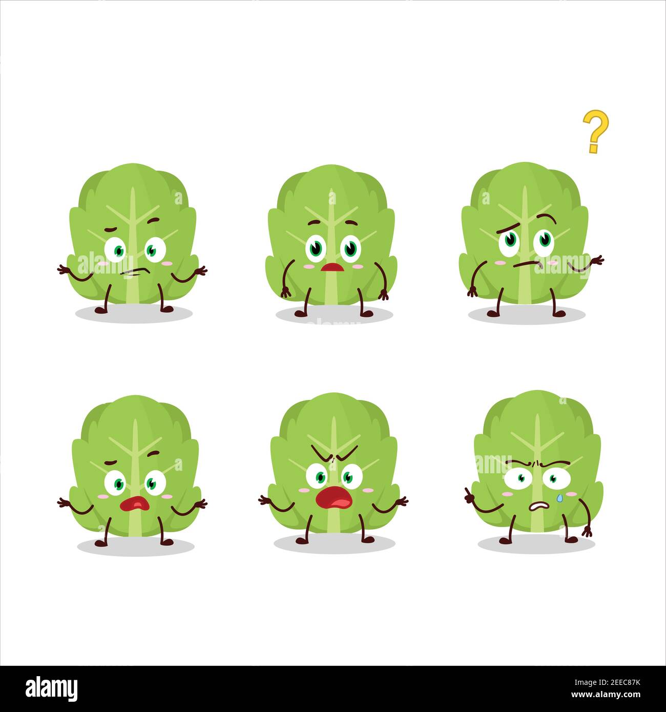 Cartoon character of cabbage with what expression. Vector illustration ...