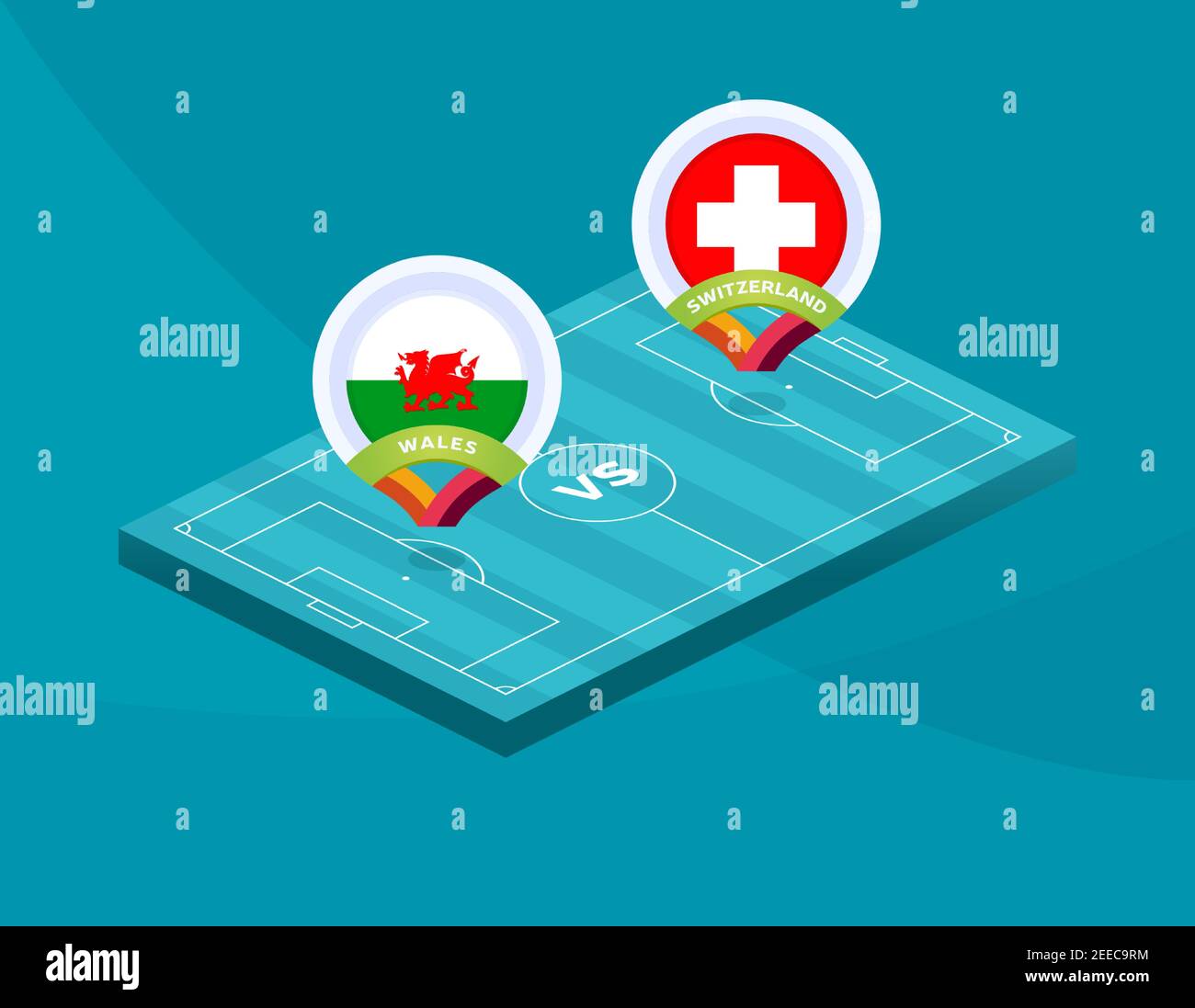 Wales vs Switzerland match. Football 2020 championship match versus teams intro sport background