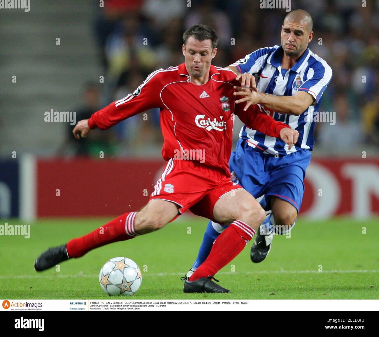 Football - FC Porto v Liverpool - UEFA Champions League Group Stage  Matchday One Group A - Dragao Stadium - Oporto - Portugal - 07/08 , 18/9/07  Jamie Carragher - Liverpool in