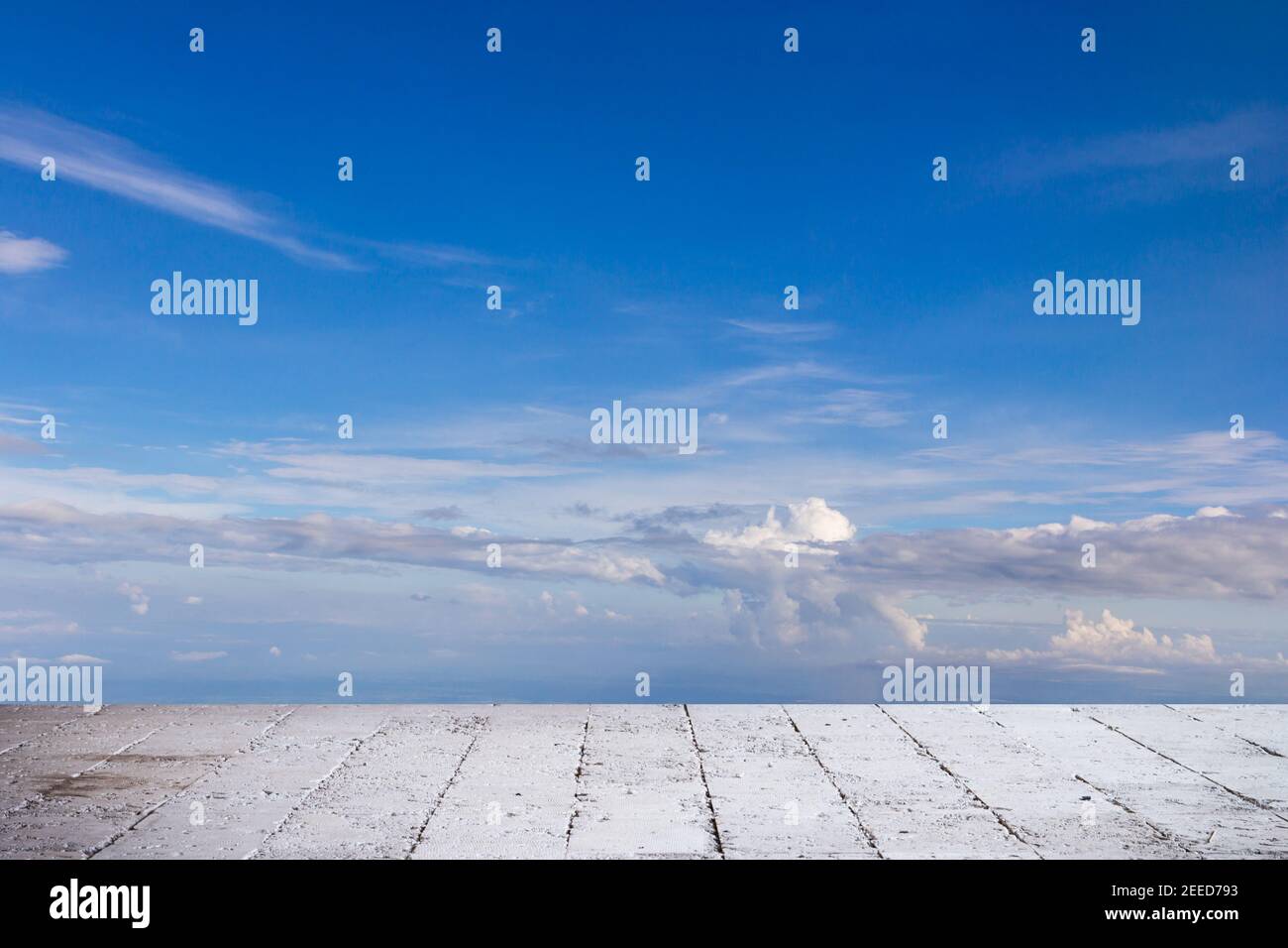 Blue sky land and white cloud background Stock Photo - Alamy
