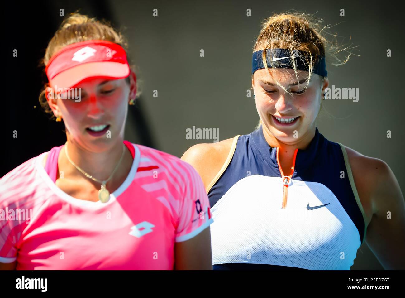 Elise Mertens (WTA 2) and Aryna Sabalenka (WTA 2) pictured during a tennis  match between Belgian-Belarussian pair Mertens-Sabalenka and Japanese pair  Stock Photo - Alamy