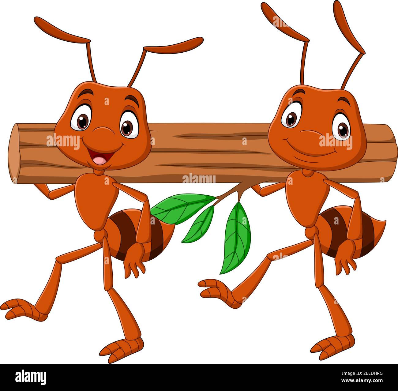 Team of ants carrying a log Stock Vector