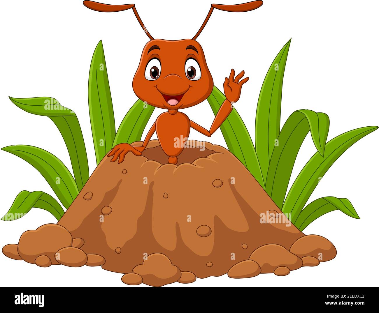 Cartoon ants in the ant hill Stock Vector