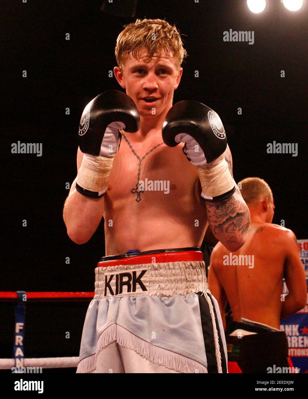 Boxing - Kirk Goodings v Robin Deakin - Lightweight - Bowlers Exhibition Centre, Manchester - 28/10/11  Kirk Goodings celebrates victory  Mandatory Credit: Action Images / Paul Thomas Stock Photo