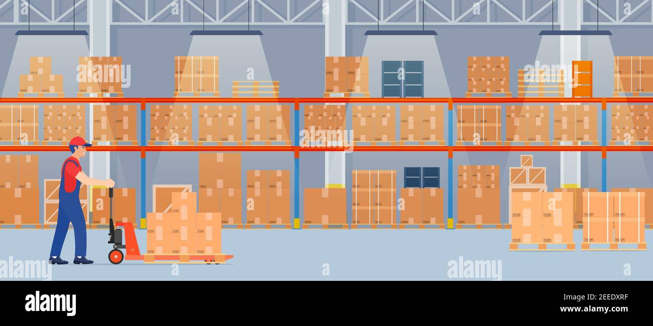 Warehouse interior with cardboard boxes Stock Vector Image & Art - Alamy