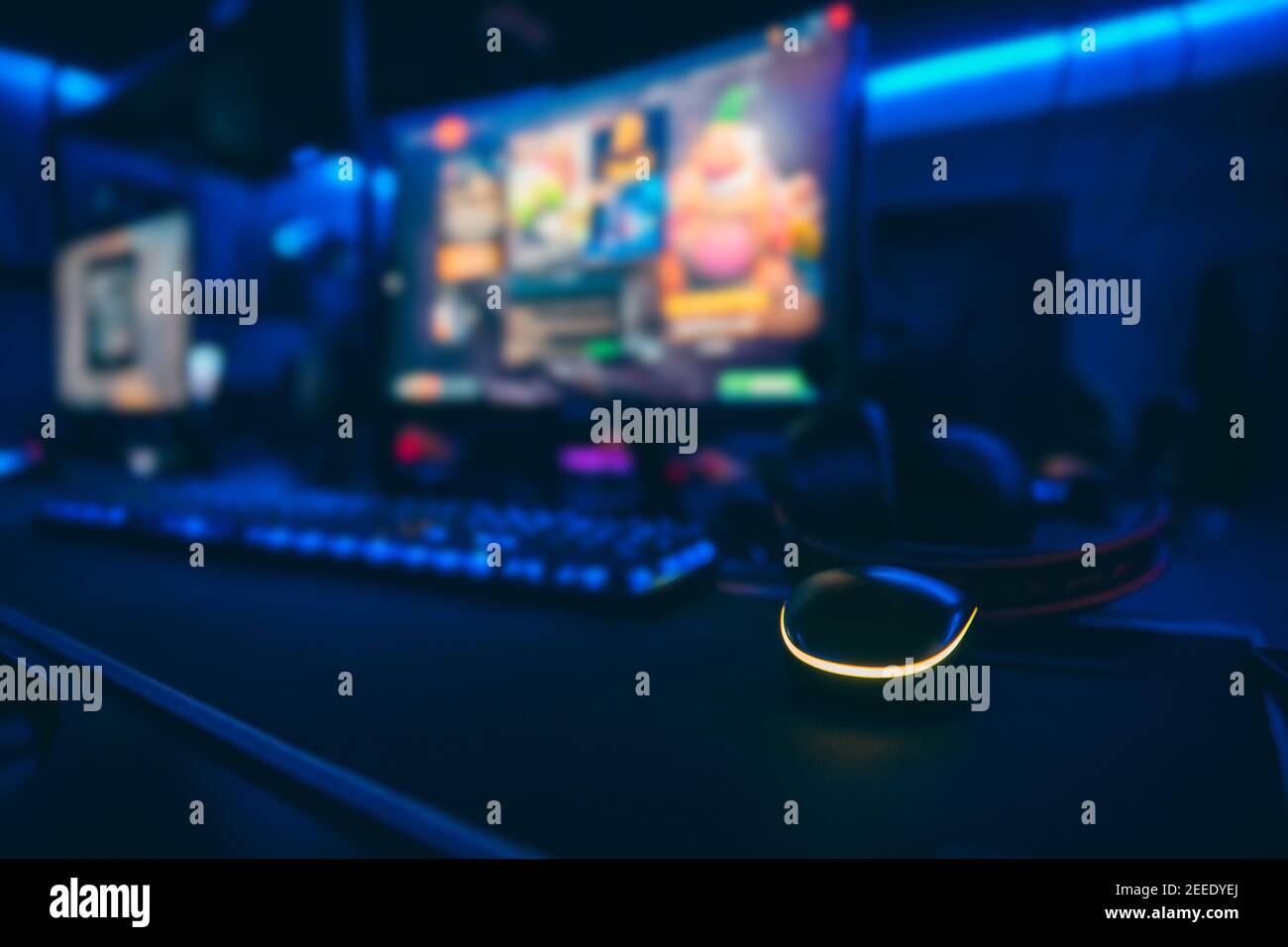 Professional gamers cafe room with powerful personal computer game ...