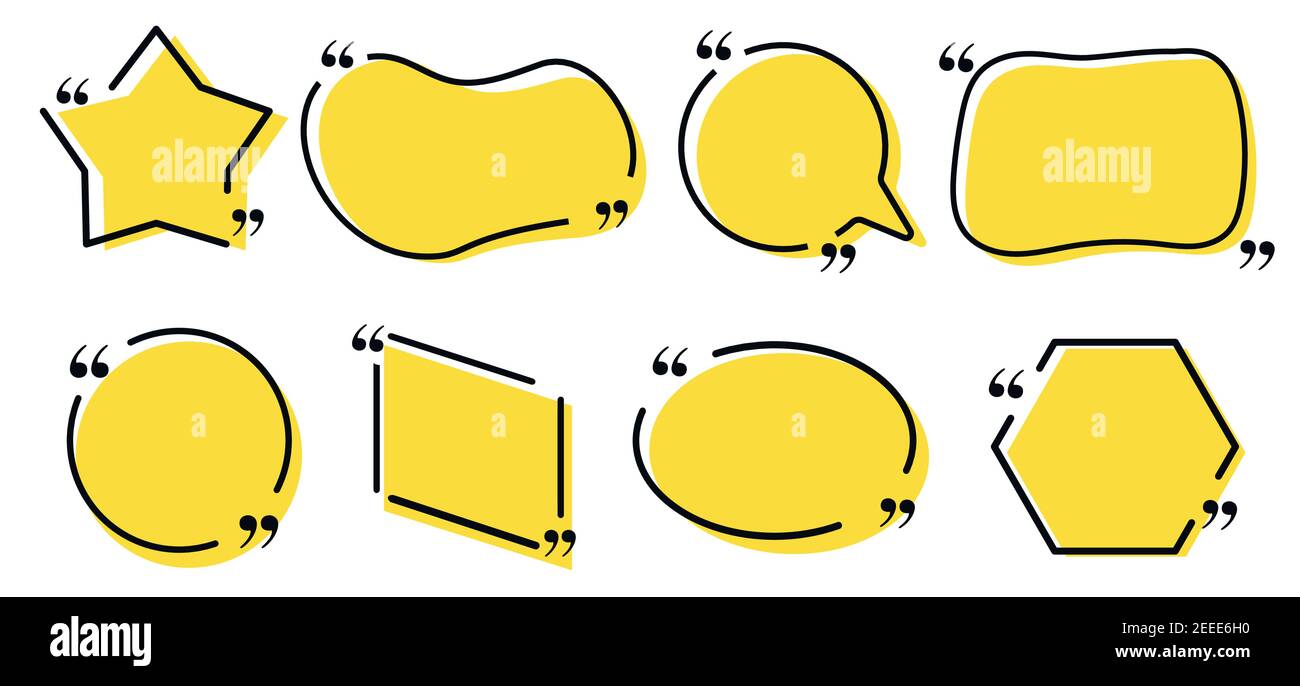 Quote box frames big set. Quote box icon. Texting quote boxes Stock