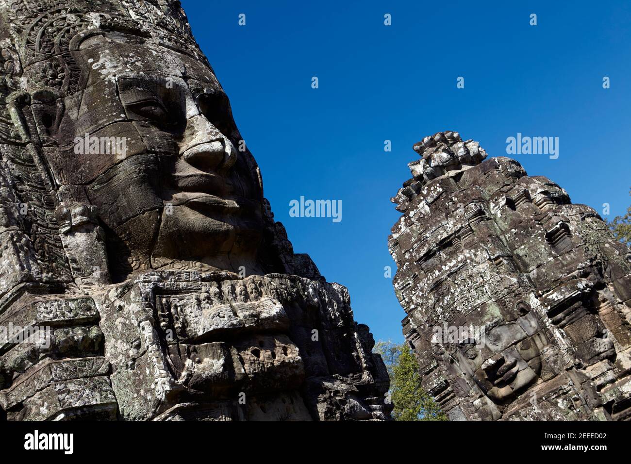 Stone faces of Bayon temple, Siem Reap, Cambodia Stock Photo