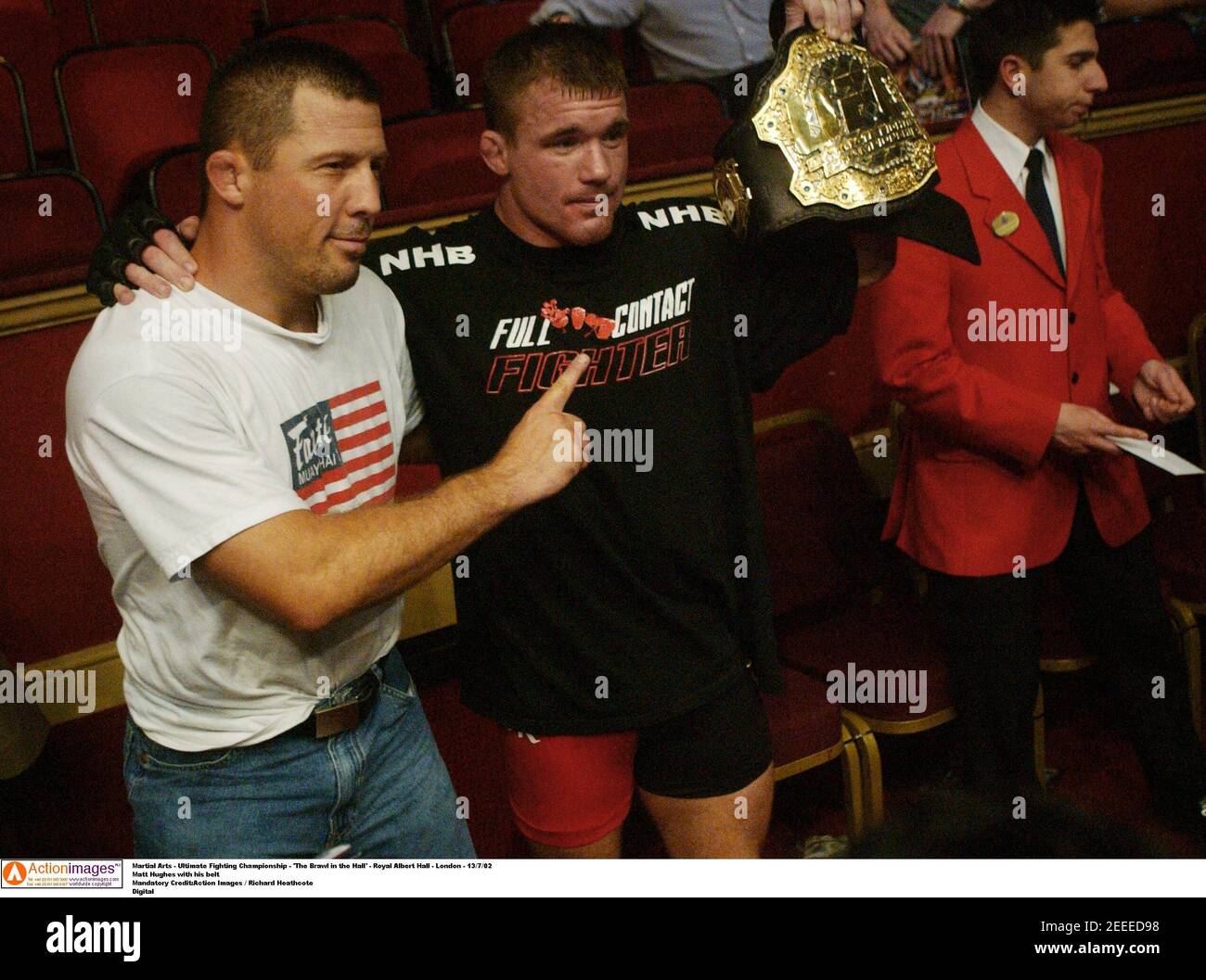 Martial Arts - Ultimate Fighting Championship - 'The Brawl in the Hall' - Royal Albert Hall - London - 13/7/02 Matt Hughes with his belt Mandatory Credit:Action Images / Richard Heathcote Digital Stock Photo - Alamy