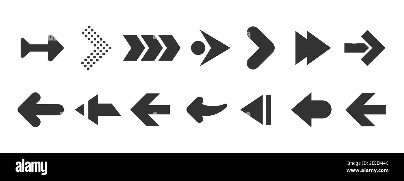 Black arrows set isolated on white background. UI and web design Stock ...