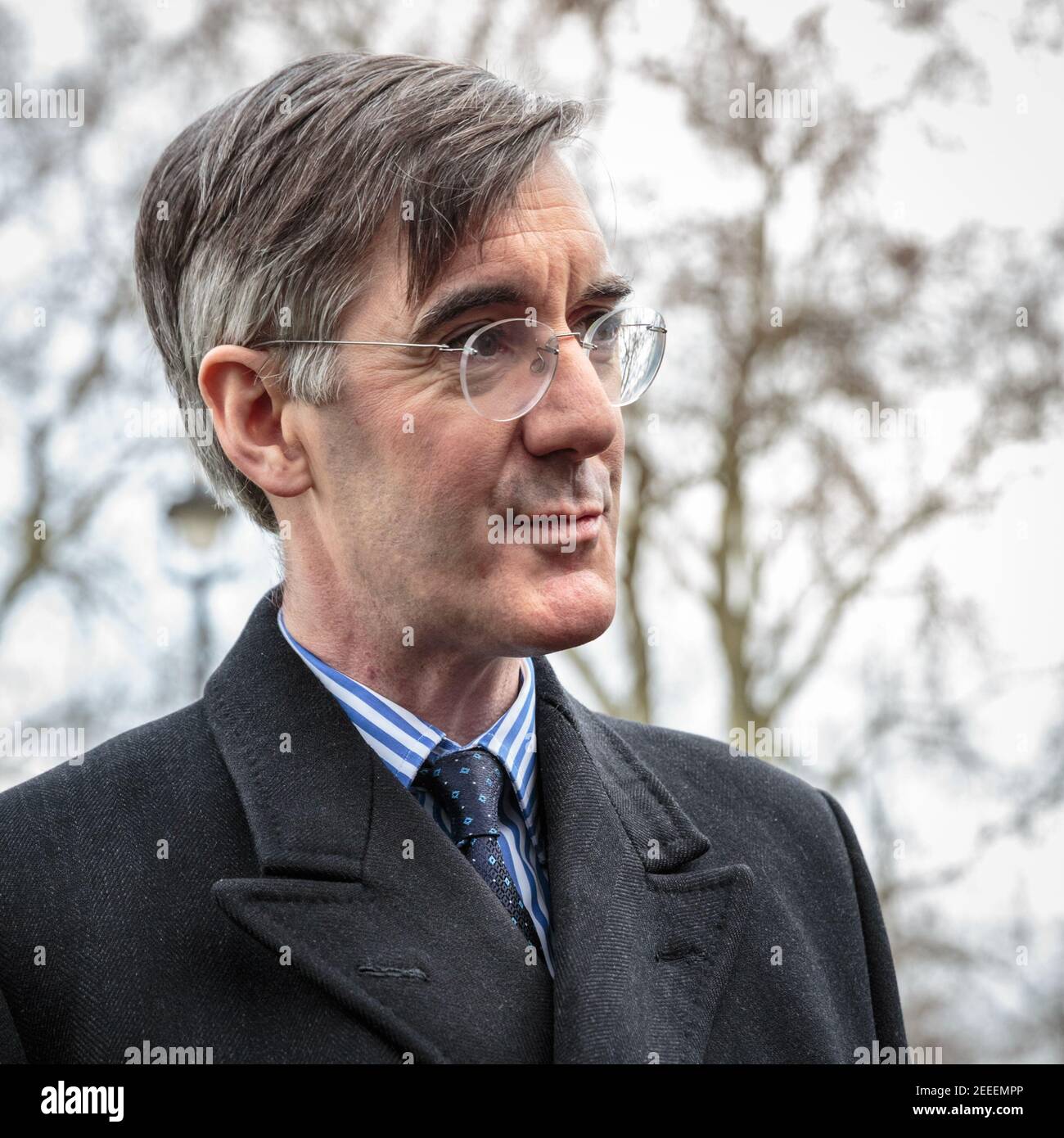 Jacob Rees-Mogg, MP, Conservative Party, British Politician, Member of Parliament North East Somerset, interviewed Stock Photo