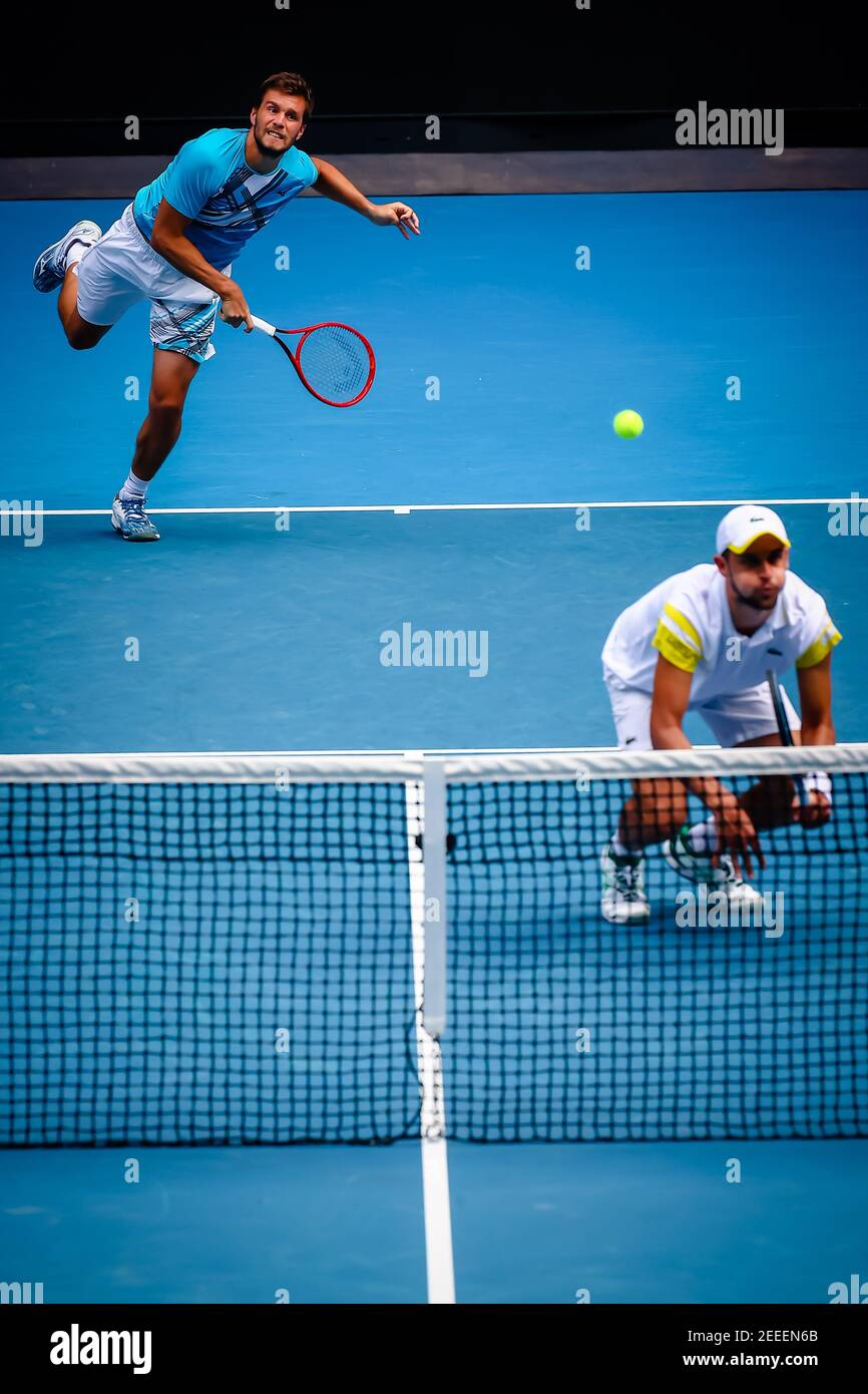 Nikola Mektic (ATP 6) and Mate Pavic (ATP 3) pictured during a tennis match between French pair Herbert-Mahut and Croatian pair Mektic-Pavic in the Qu Stock Photo