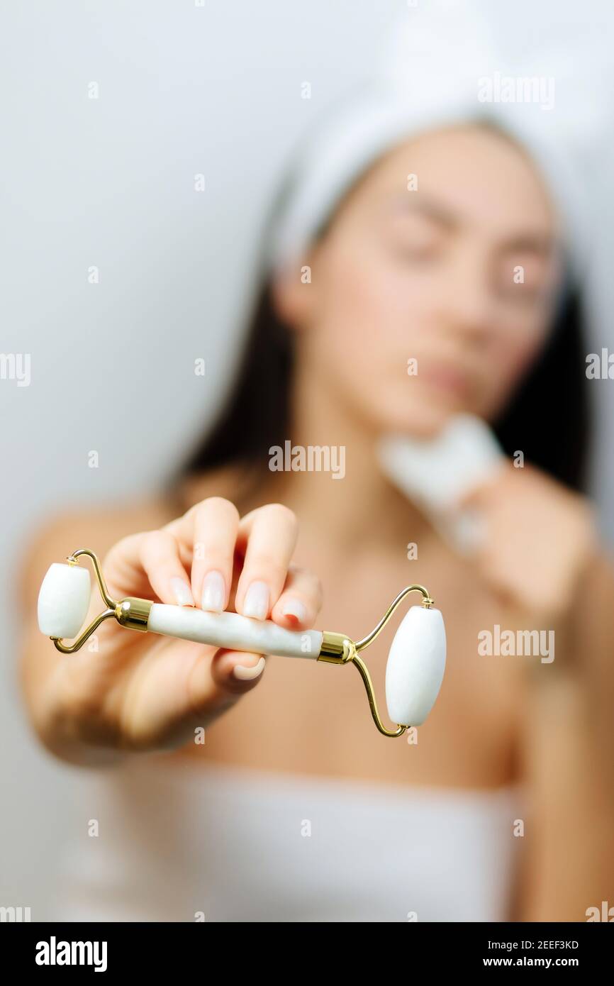 Jade Face Lifting Gouache Scraper Massager  Stock Photo