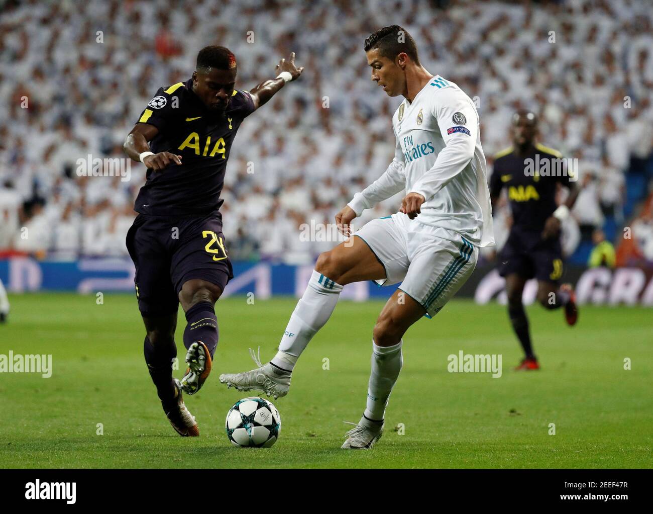 Soccer Football Champions League Real Madrid Vs Tottenham Hotspur Santiago Bernabeu Stadium Madrid Spain October 17 17 Tottenham S Serge Aurier In Action With Real Madrid S Cristiano Ronaldo Reuters Paul Hanna Stock Photo Alamy