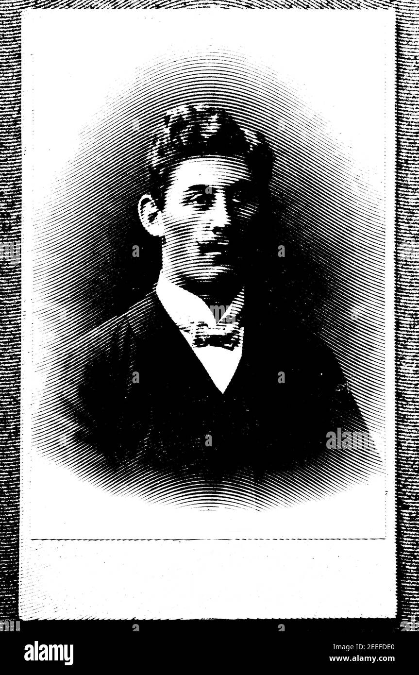 engraved portrait of a man from year 1890 Stock Photo