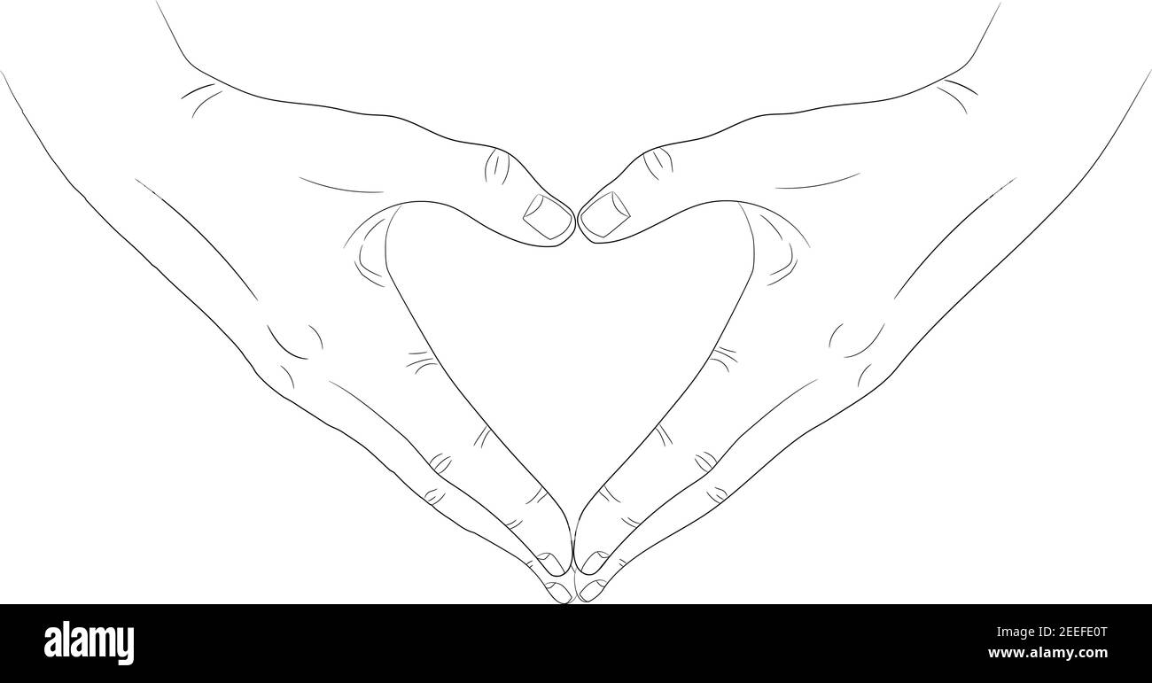 Human hands showing heart shape Black and White Stock Photos & Images ...