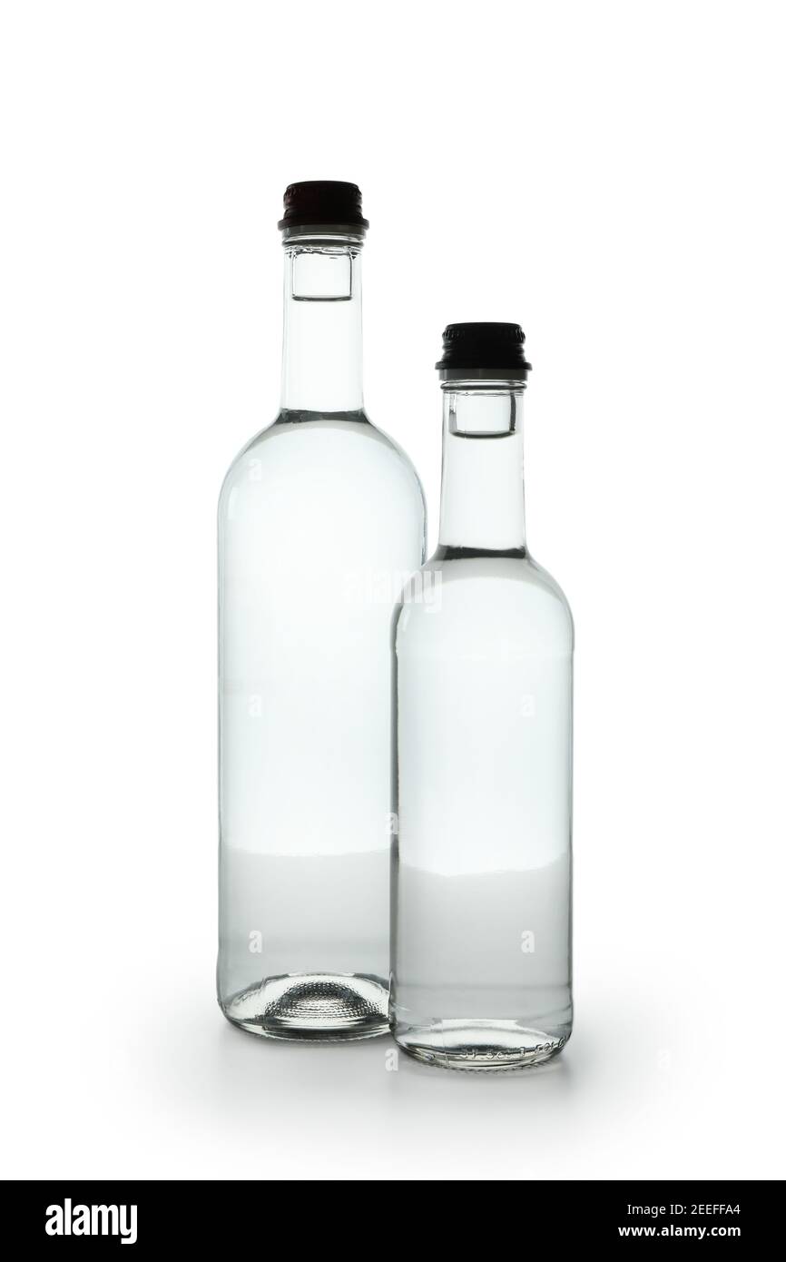 Blank bottles of vodka isolated on white background Stock Photo Alamy