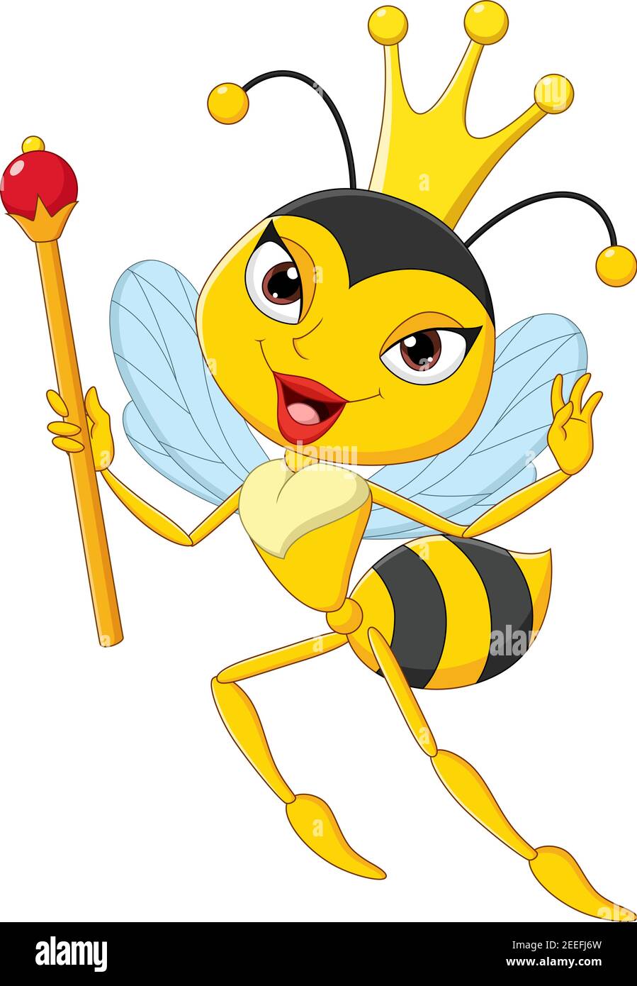Cartoon Queen Bee holding a scepter Stock Vector