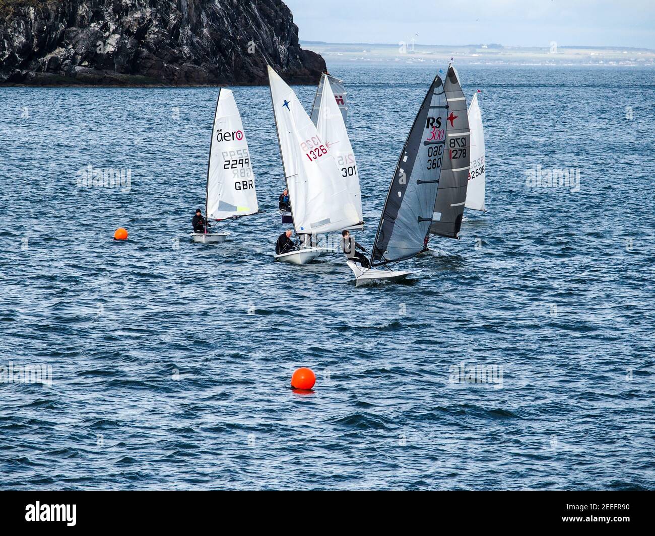 Start of Sailing Dinghy Race at North Berwick Stock Photo Alamy