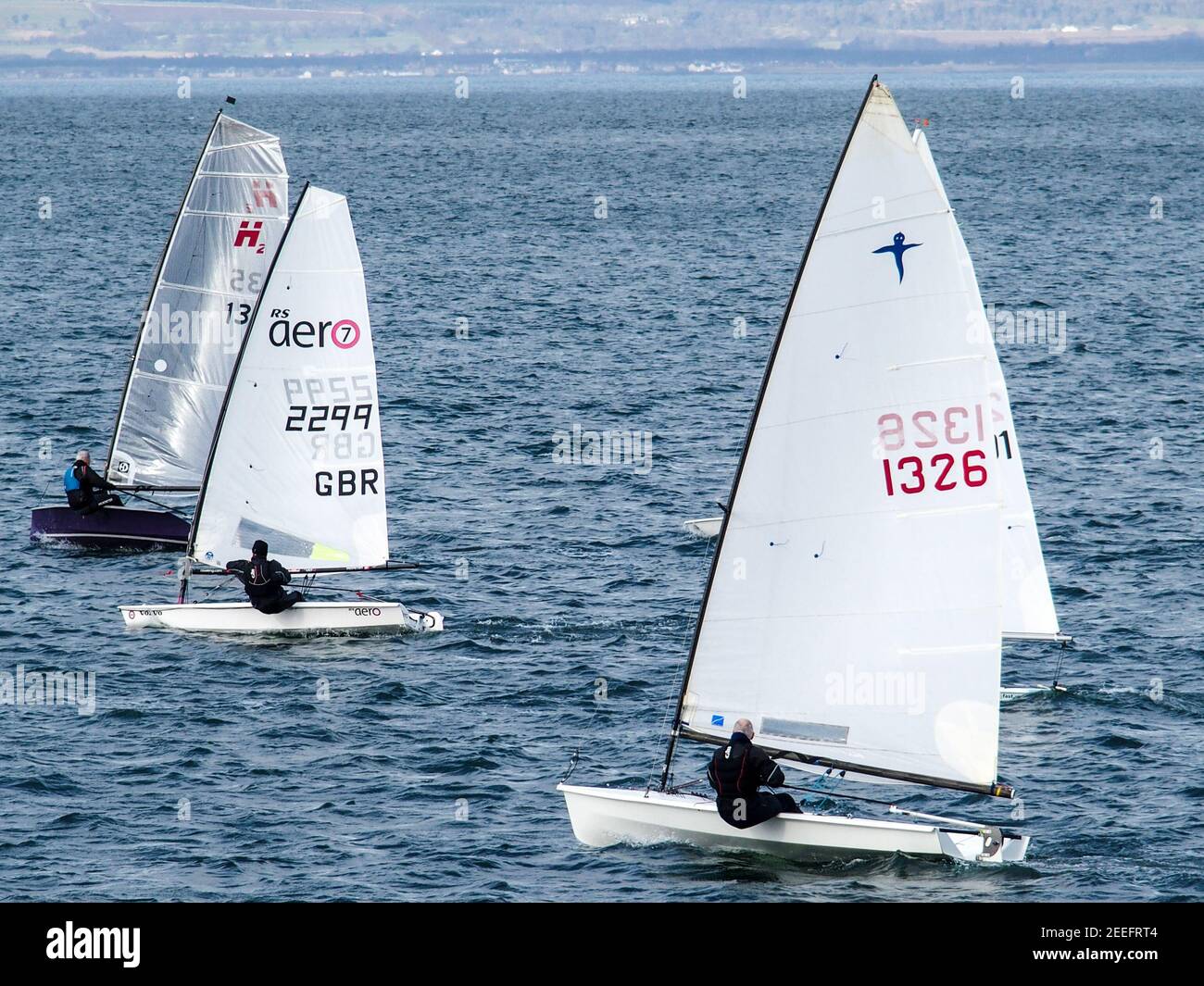 Start of Sailing Dinghy Race at North Berwick Stock Photo Alamy