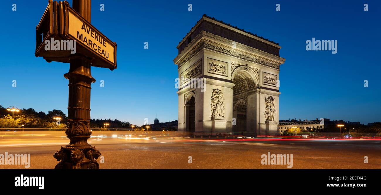 Panoramic view of 'Arc de Triomphe', Paris, France Stock Photo