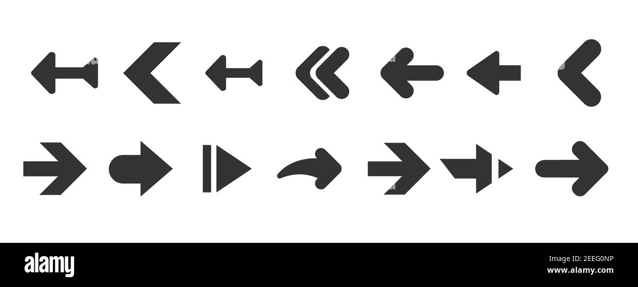 Black modern arrows set isolated on white background. UI and web design ...