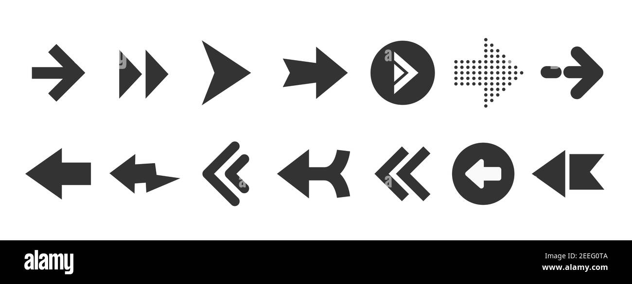 Black web arrows set isolated on white background. UI and web design ...