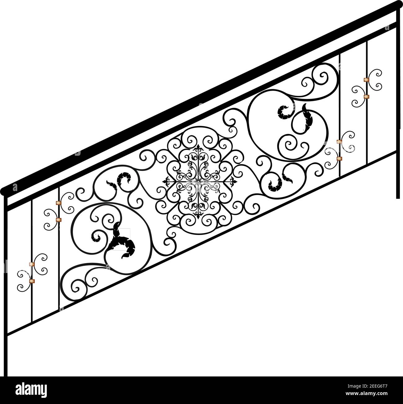 SKETCH metal railings. Forged element. Fence or fence. Artistic forging Stock Vector