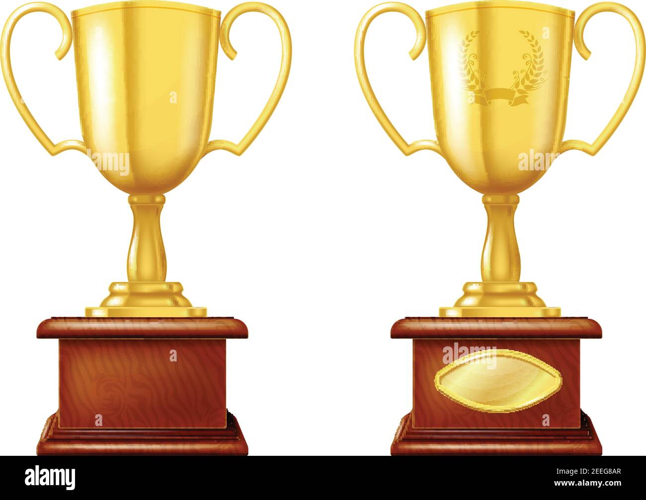 Gold trophy cup isolated on white background. Vector illustration Stock ...