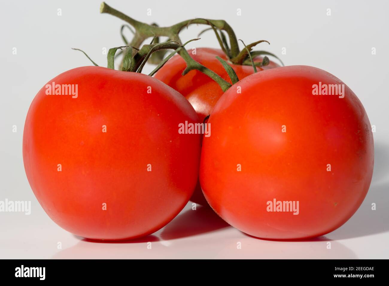 Ripe red tomatoes isolated on a bright background Stock Photo - Alamy