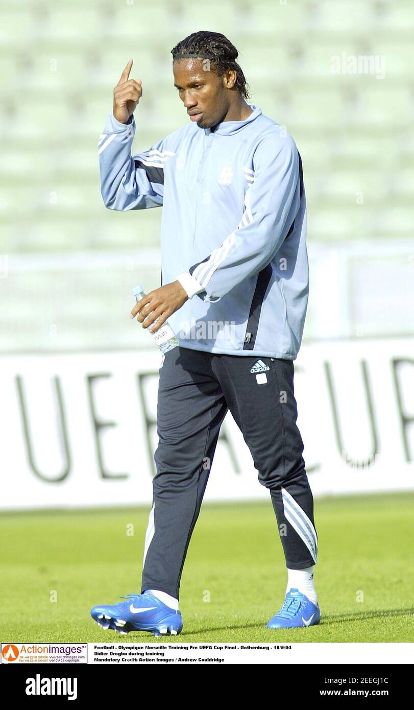 Football - Olympique Marseille Training Pre UEFA Cup Final - Gothenburg -  18/5/04 Didier Drogba during training Mandatory Credit: Action Images /  Andrew Couldridge Stock Photo - Alamy