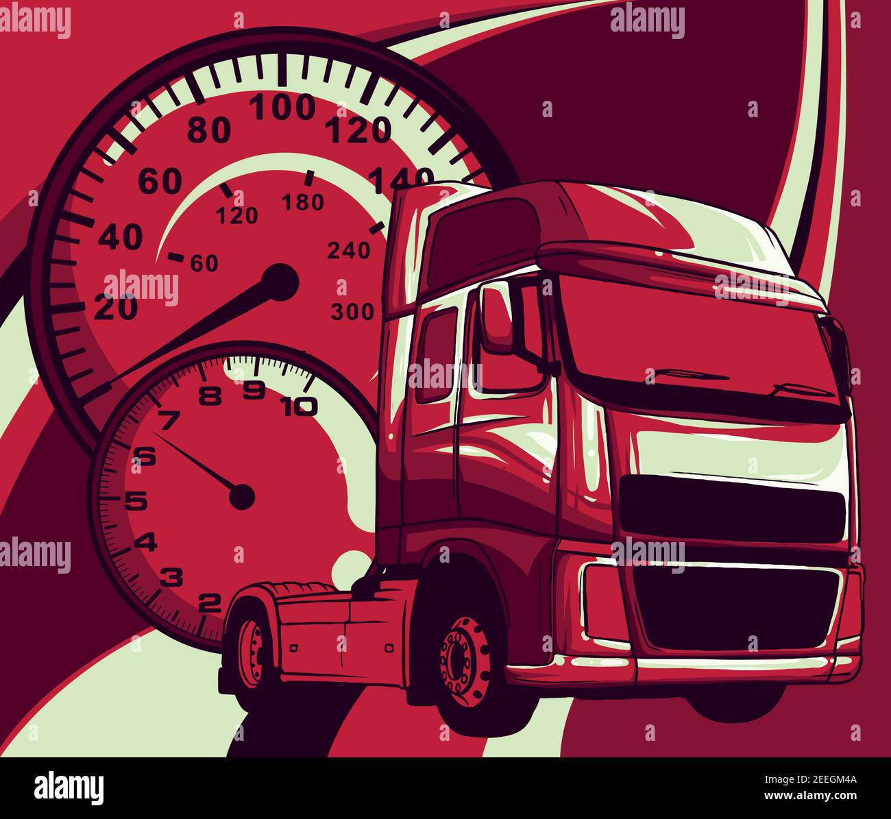 Vector cartoon semi truck illustration design art Stock Vector