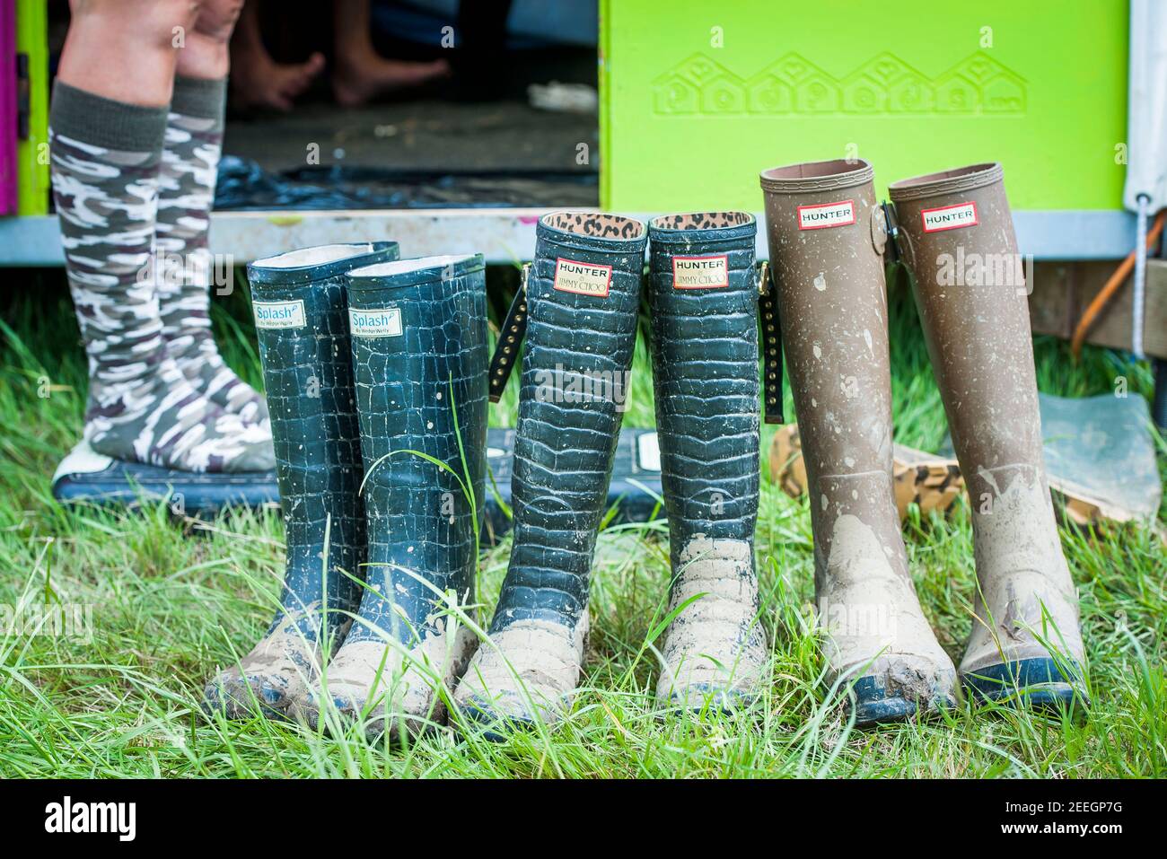 General view of Jimmy Choo Hunter wellies on day 2 of the Isle of Wight  Festival