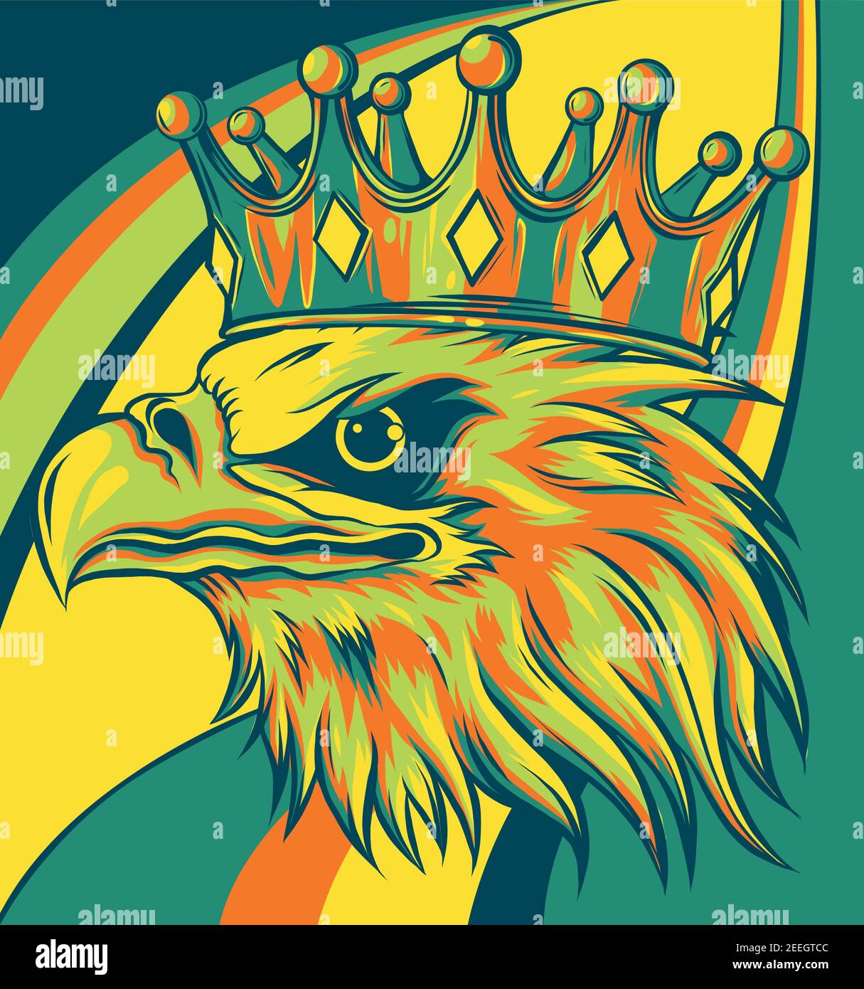 vector illustration of head eagle with crown Stock Vector Image & Art