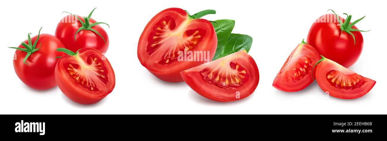 Tomato with slices isolated on white background with clipping path and ...