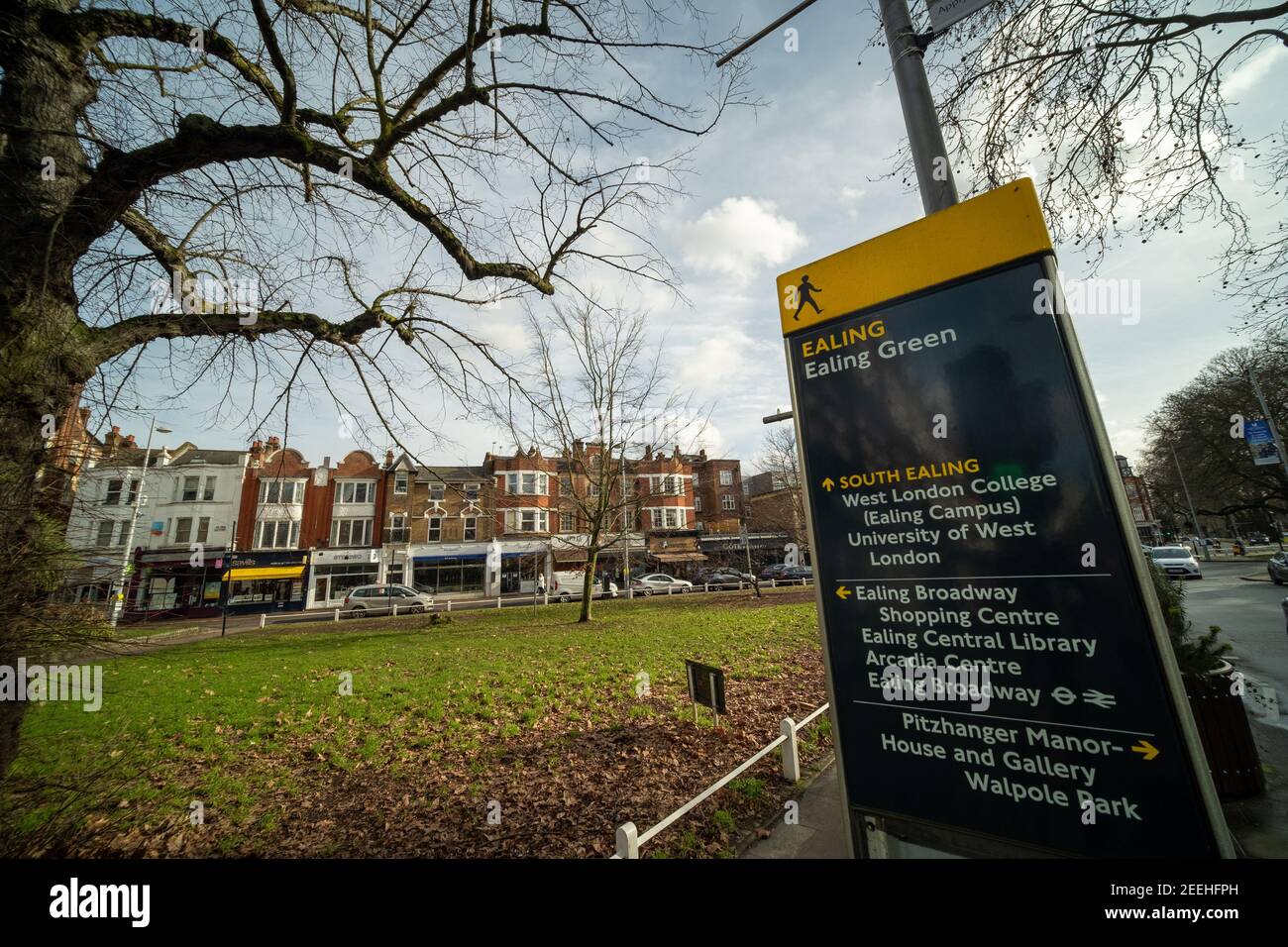 London Ealing Green area, a high street of independent shops in Ealing