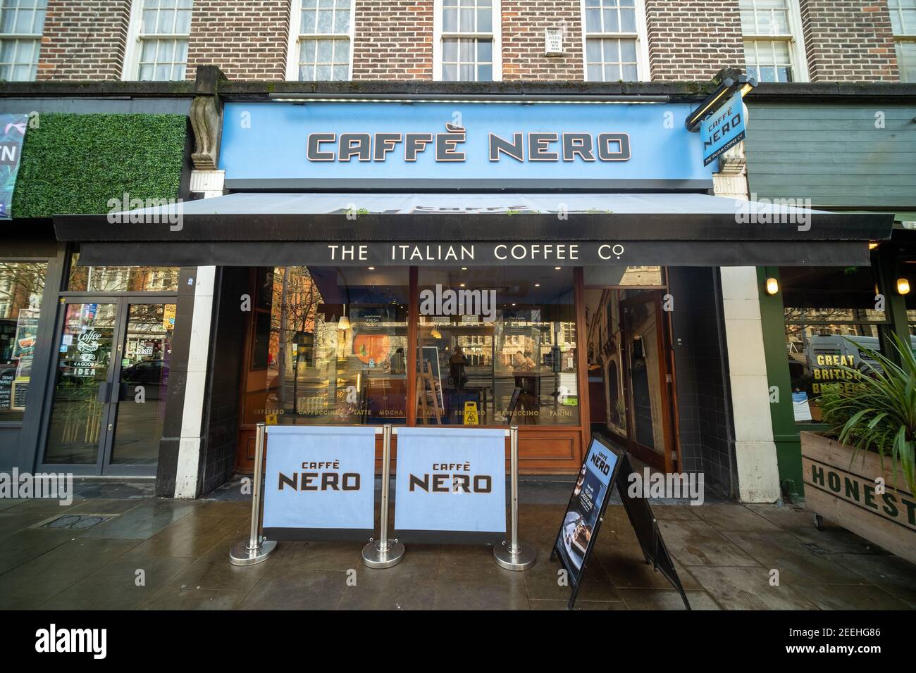 London- Caffe Nero coffee shop chain in Ealing Broadway west London Stock Photo