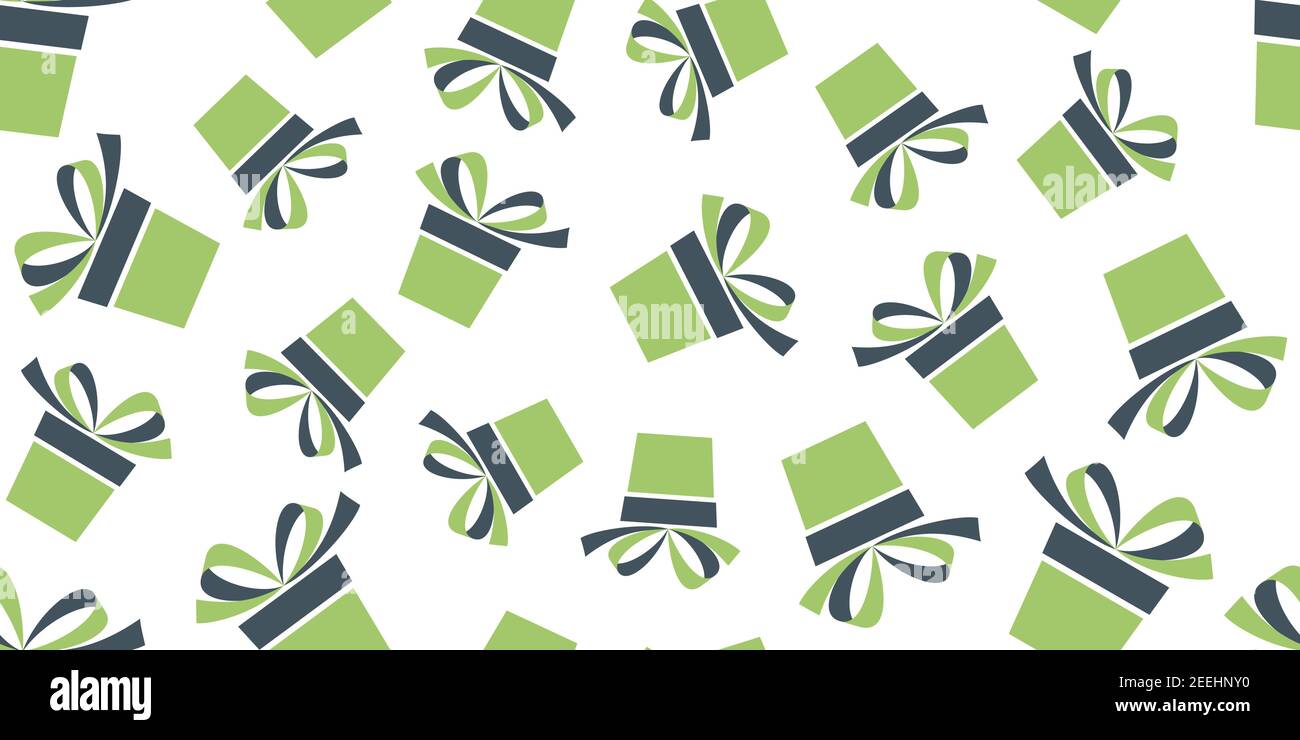 Seamless pattern with green and gray gift boxes isolated on white ...
