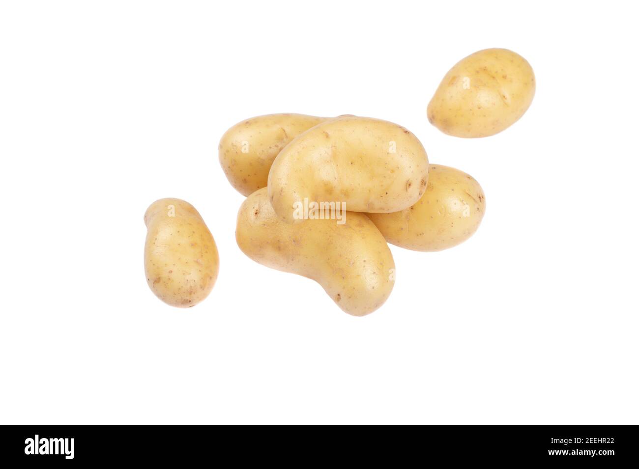 Uncooked amandine potato on white background Stock Photo