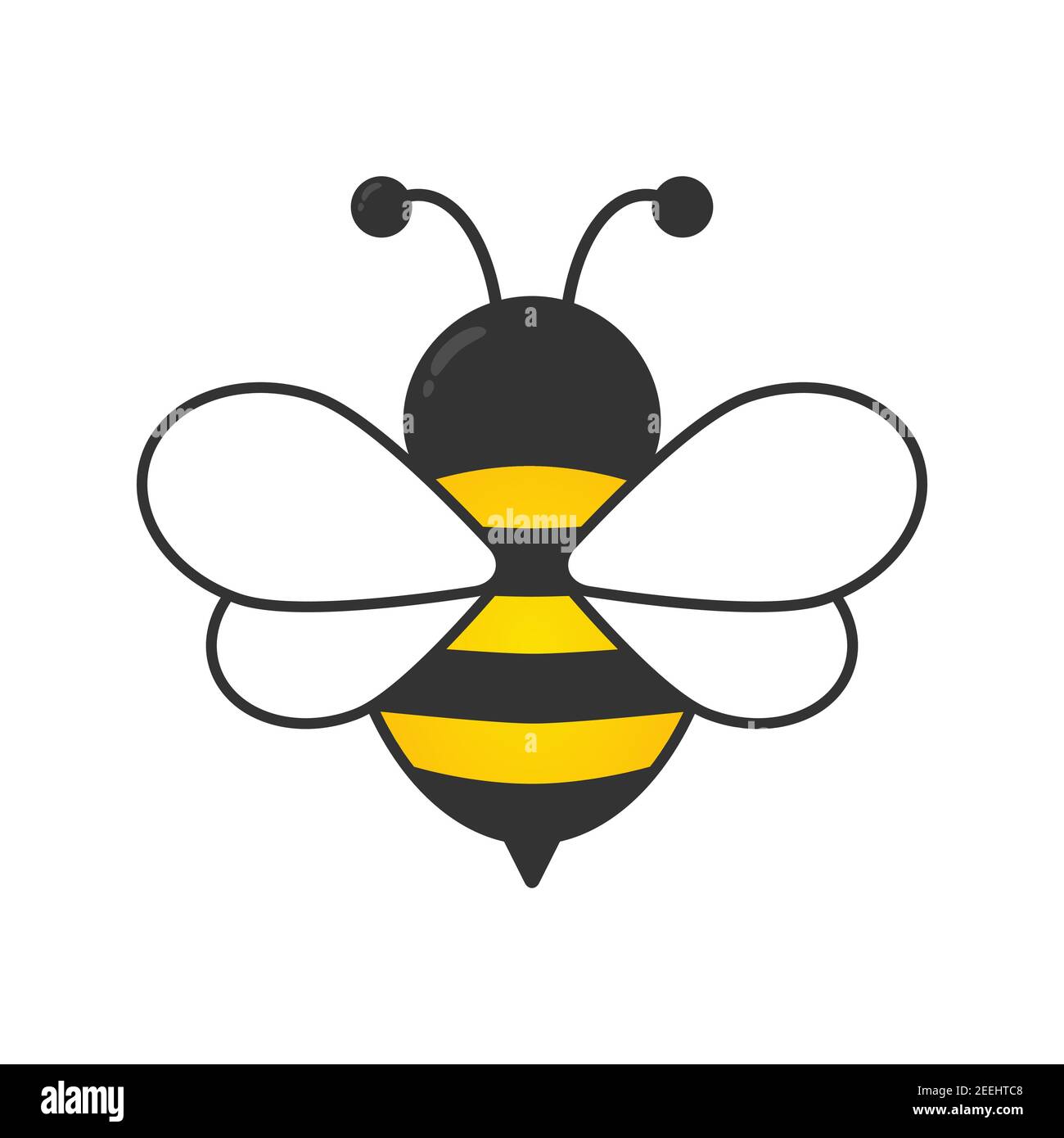 Cute Bee Character Cartoon Bee In Flat Style Vector Illustration Isolated On White Stock
