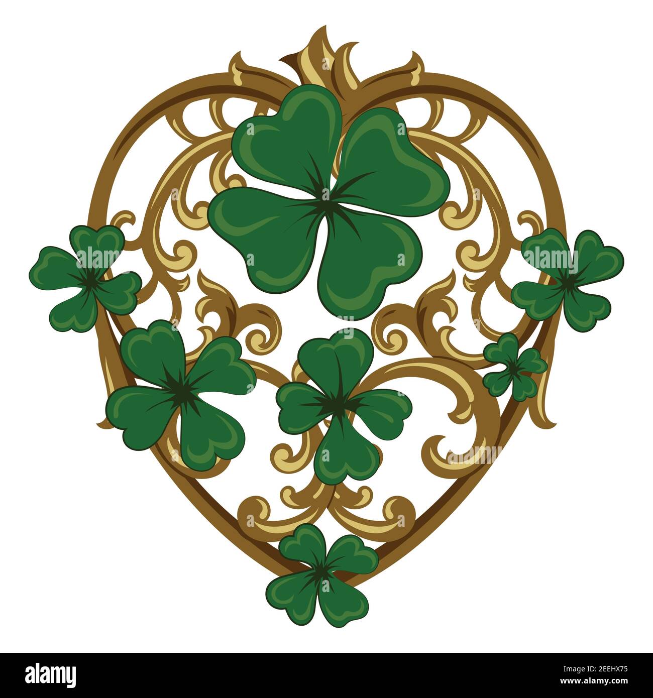 Four-leaf clover in vintage, retro style. Irish symbol for the feast of St. Patrick Stock Vector