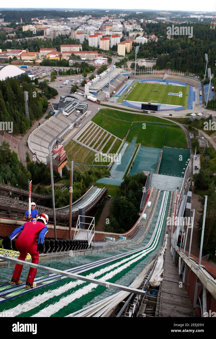 Football - England v Italy UEFA Women's European Championship Finland 2009 Group C  - Lahti Stadium, Finland - 25/8/09  General view of a ski jump in front of Lahti Stadium  Mandatory Credit: Action Images / John Sibley  Livepic Stock Photo