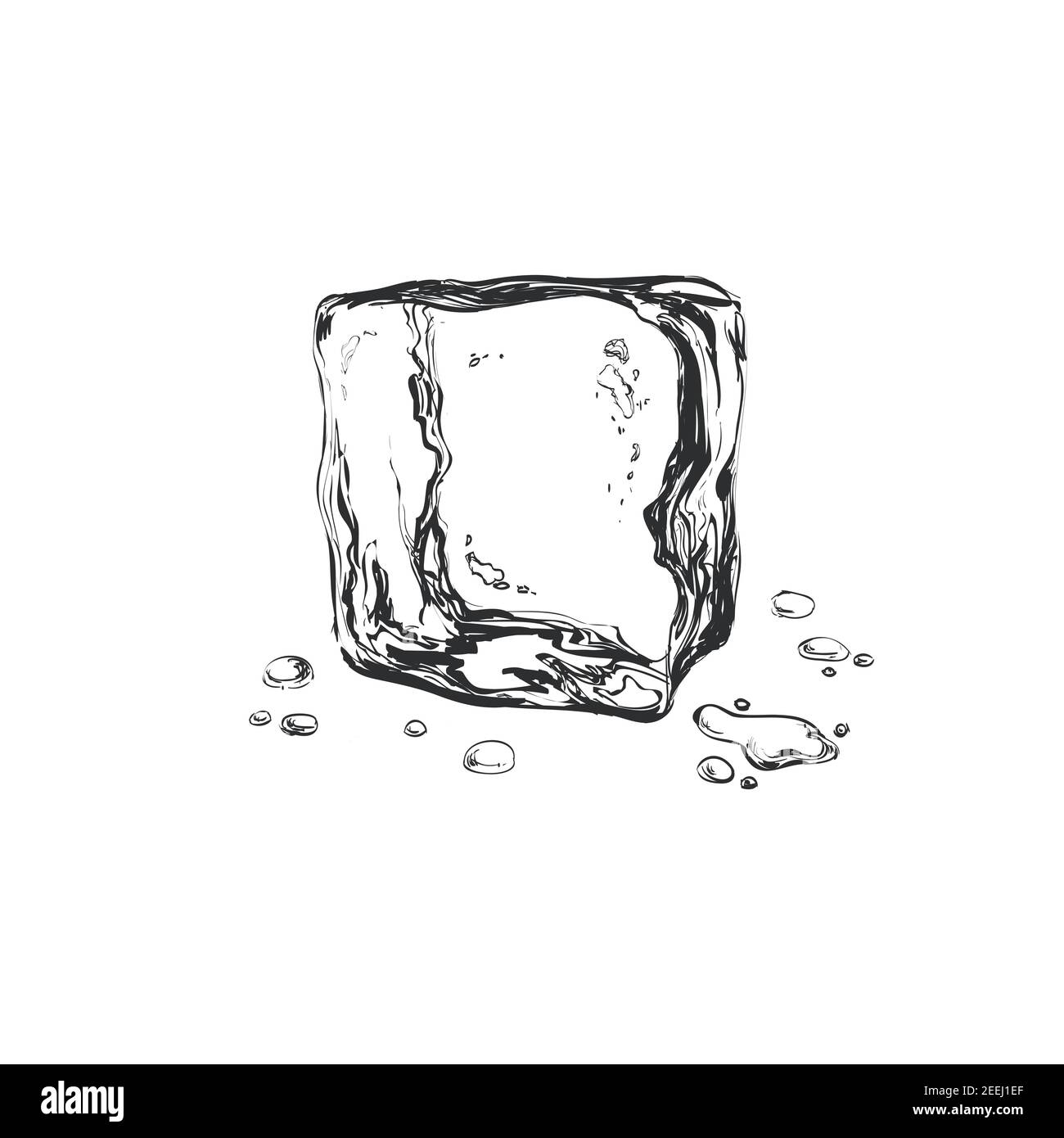 hand draw ice cuben vector illustration. Stock Vector