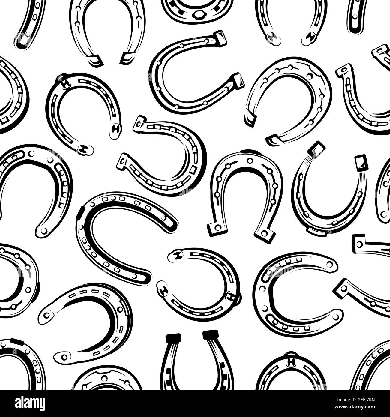 Horseshoe seamless pattern background. Old horseshoe, symbol of luck