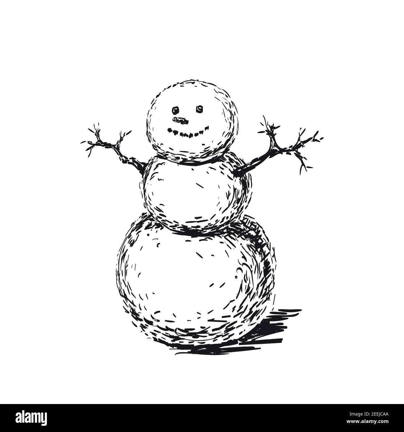 Snowman Hand Drawn Sketch Vector Illustration Stock Vector