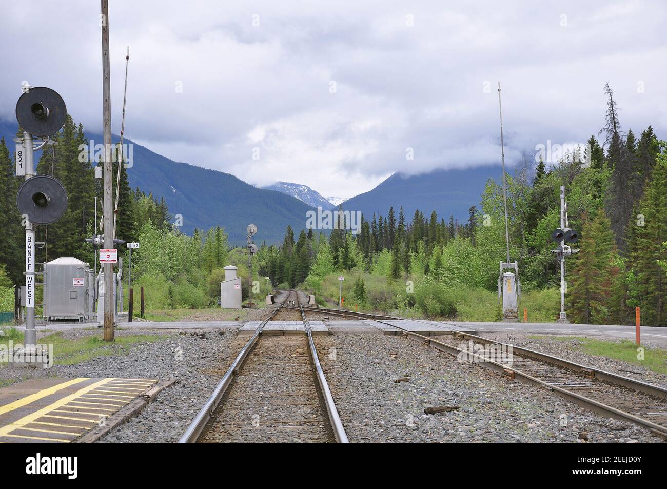Railway tracks on Banff station. Alberta. Canada Stock Photo Alamy