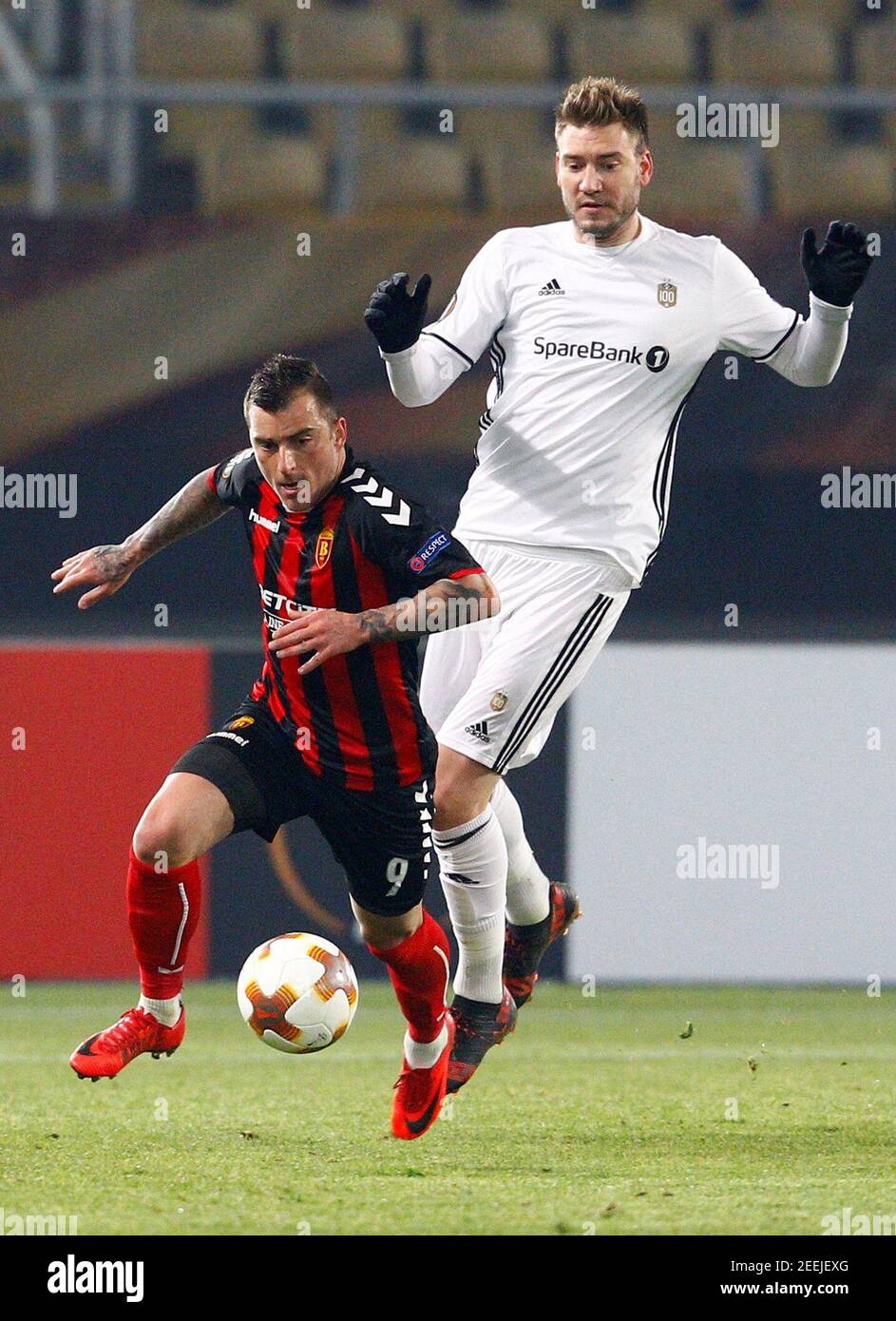Soccer Football - Europa League - FK Vardar Rosenborg BK - Philip II Arena, Skopje, Macedonia - December 7, 2017 Dejan Blazhevski action with Rosenborg's Nicklas Bendtner REUTERS/Ognen Teofilovski Stock Photo - Alamy Soccer Football - Europa League - FK Vardar Rosenborg BK - Philip II Arena, Skopje, Macedonia - December 7, 2017 Dejan Blazhevski action with Rosenborg's Nicklas Bendtner REUTERS/Ognen Teofilovski Stock Photo - Alamy