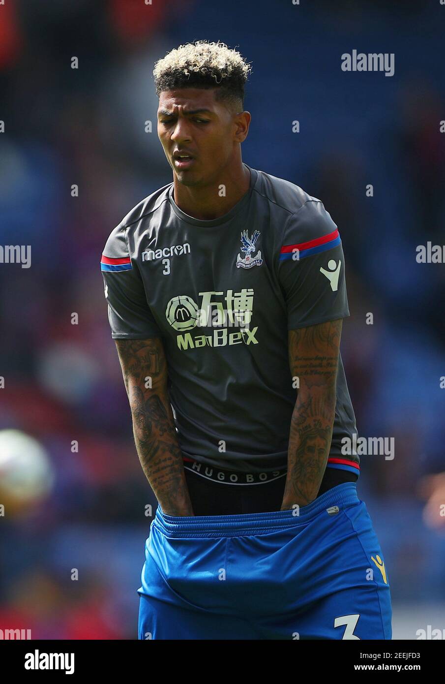 Soccer Football - Premier League - Crystal Palace vs West Bromwich Albion - Selhurst Park, London, Britain - May 13, 2018   Crystal Palace's Patrick van Aanholt during the warm up before the match   REUTERS/Hannah McKay    EDITORIAL USE ONLY. No use with unauthorized audio, video, data, fixture lists, club/league logos or "live" services. Online in-match use limited to 75 images, no video emulation. No use in betting, games or single club/league/player publications.  Please contact your account representative for further details. Stock Photo
