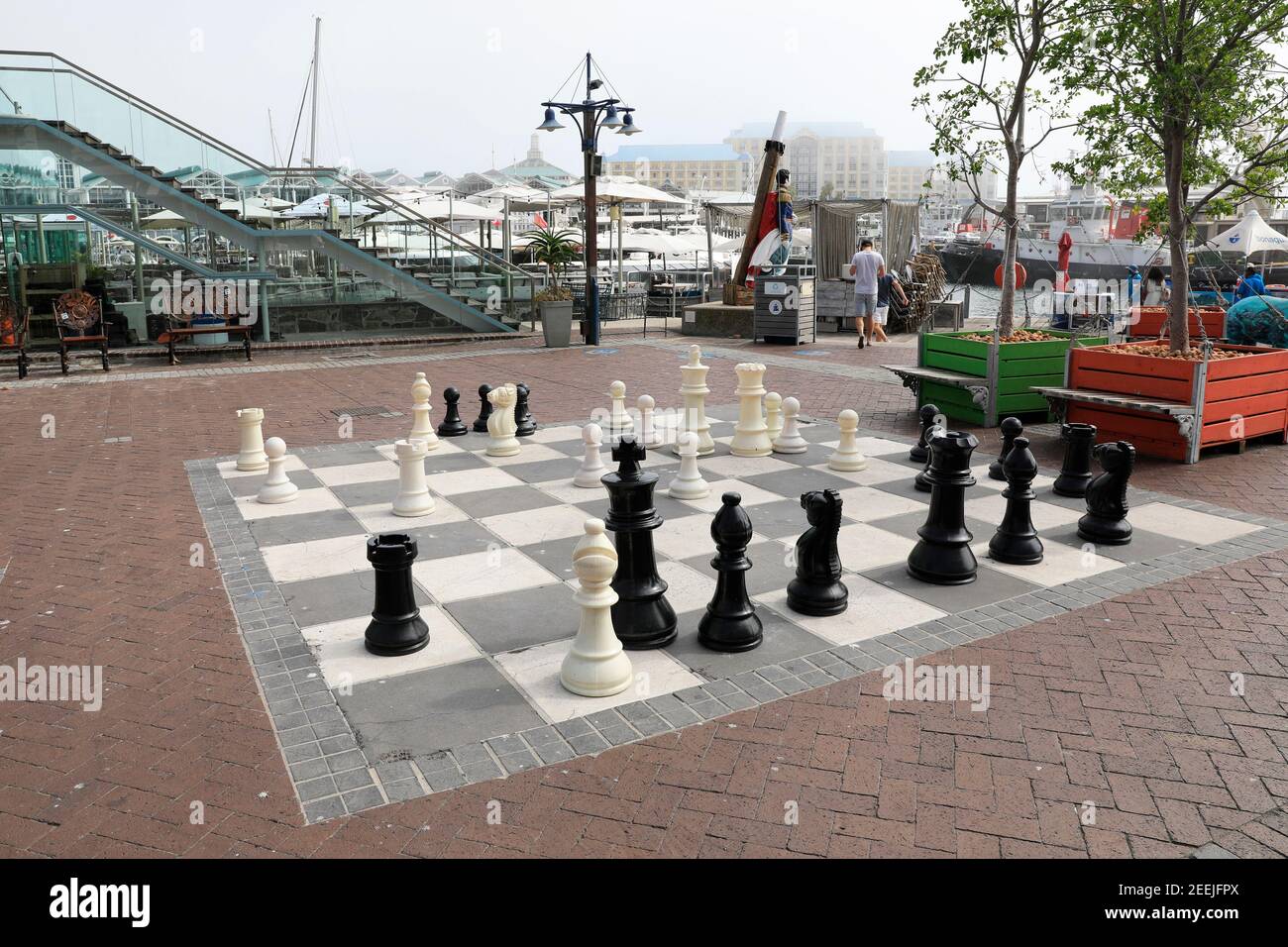 Giant chess board at the V&A Waterfront, Cape Town,Western Cape Province, South Africa. Stock Photo