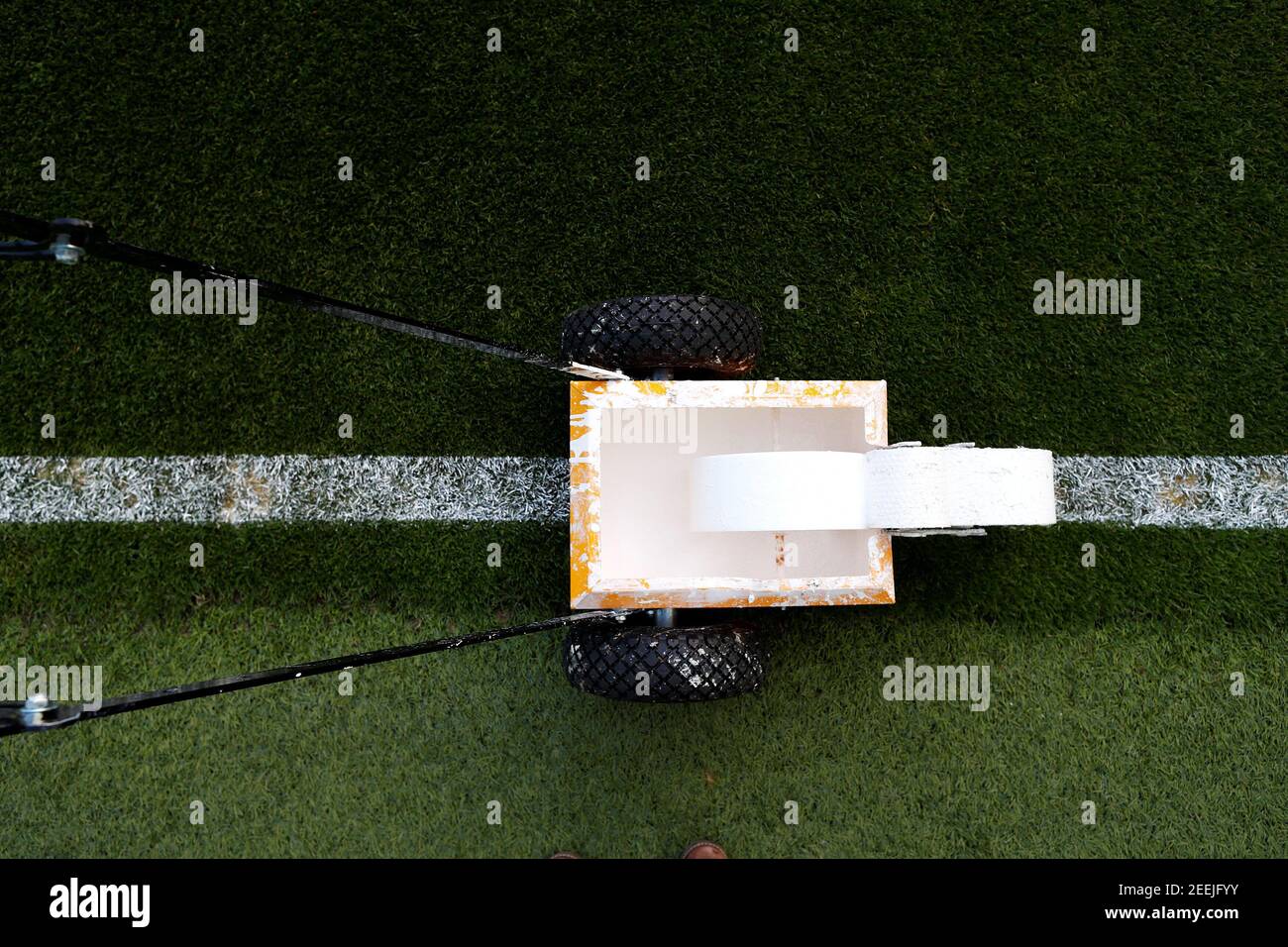 Soccer Football - Premier League - Brighton & Hove Albion v Manchester United - The American Express Community Stadium, Brighton, Britain - May 4, 2018 General view of pitch marking equipment before the match REUTERS/Eddie Keogh EDITORIAL USE ONLY. No use with unauthorized audio, video, data, fixture lists, club/league logos or "live" services. Online in-match use limited to 75 images, no video emulation. No use in betting, games or single club/league/player publications. Please contact your account representative for further details. Stock Photo